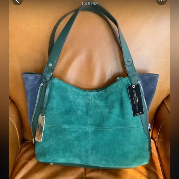 NWT Tignanello Suede Zip Slouch shoulder handbag - Picture 1 of 13